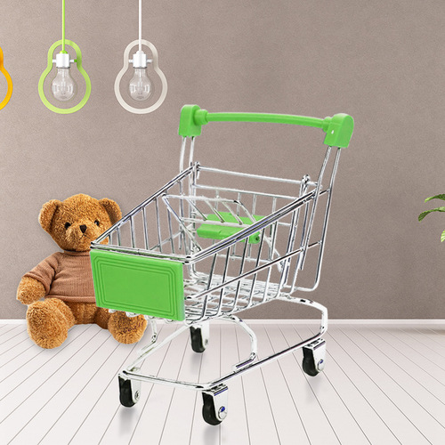 Shopping Cart Mini Push Cart Influencer Mini Storage Basket Desktop Decor Ins Girl Heart Makeup Egg Stand Organizer Rack