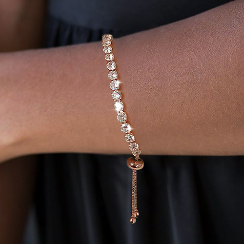 European and American 4mm round zircon single row full of diamonds adjustable crystal tennis bracelet for women cross-border birthstone jewelry wholesale