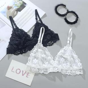 Foreign trade stereotyped lace princess non-steel ring bra strapless thin non-mold Cup deep V Green female lace 3820