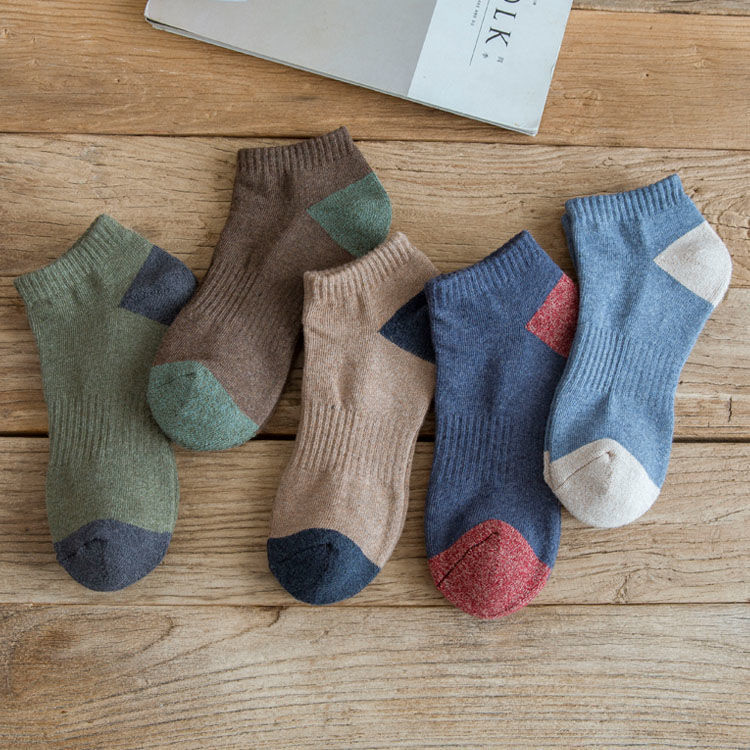 Socks Men's Short Socks Half-Terry Bottom Sweat Absorbing Anti-odor Men's Low Waist Short Towel Bottom Spring and Summer Cotton Socks