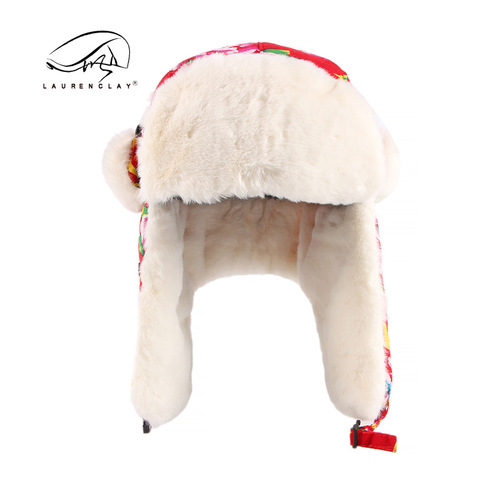 Baby and Parent Gift Northeast Large Flower Fabric Lei Feng Hat for Men and Women Winter Outdoor Cycling Windproof Ear Protection Cold Prevention Hat Festive Trendy