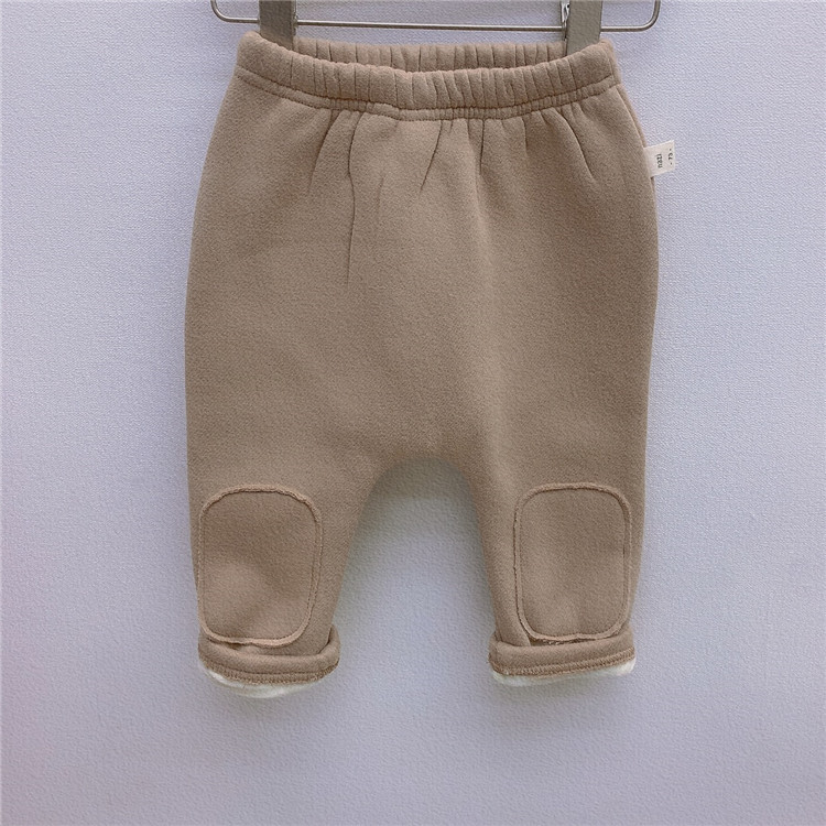 Pantalones básicos con foro polar casual versátiles para bebés niños/niñas estilo coreano de internet para invierno, parche para bebés, gruesos, pantalones largos para usar como exterior image 8