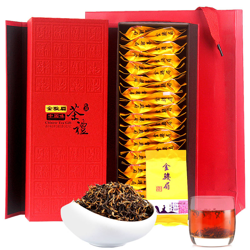 Jin Junmei black tea Zhengshan small tea red robe 30 small bags gift box jasmine tea Mid-Autumn Festival gift free shipping
