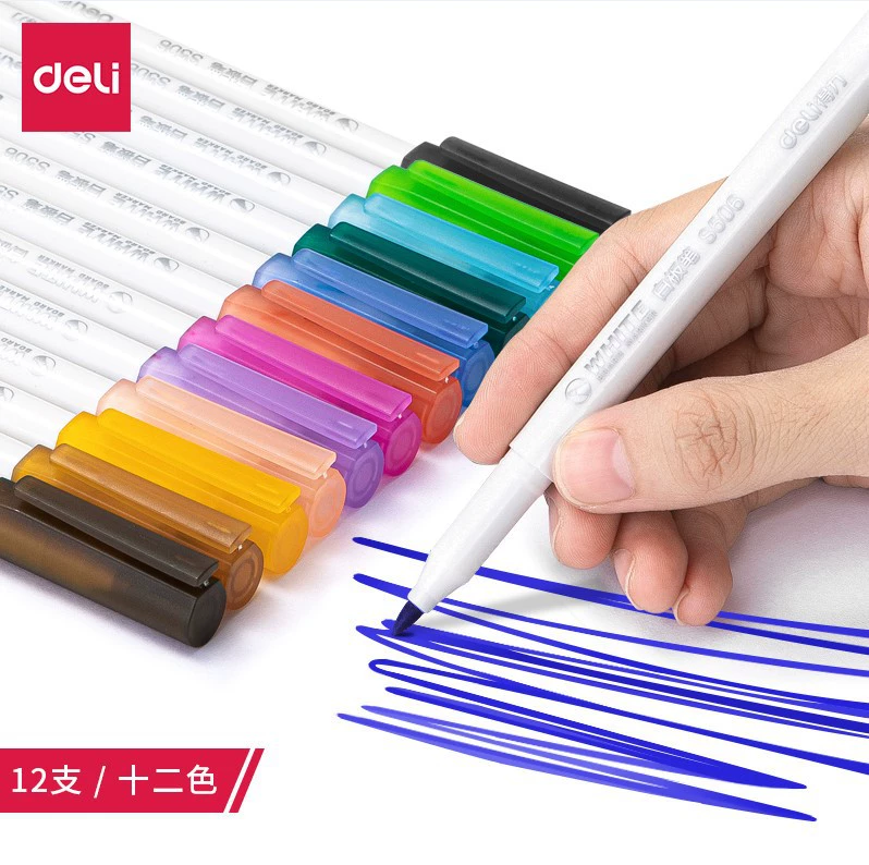 Дели S506 цветная whiteboard ручка 12 цветных маркеров для белой доски, детская кисть для рисования, учебная речь, лекционная ручка, стеклянная доска