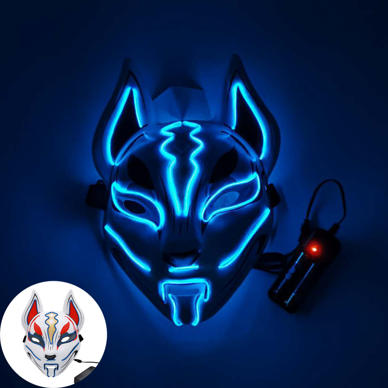 Transfronterizo fuerte protección máscara luminosa Tianhu EL luz fría máscara cara completa zorro accesorios Fiesta del día de Halloween