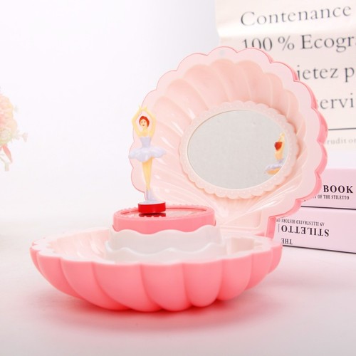 Lilac Heart Rainbow Luminous Shimmering Shell Music Box Eight-Track Music Box Children Girls Jewelry Box Rotating Dancing Gift