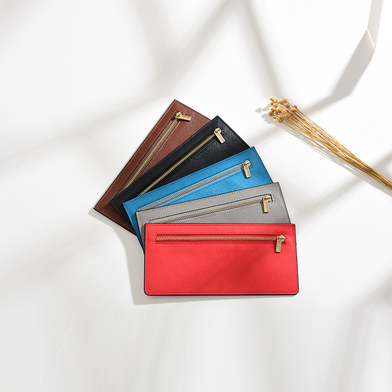 Yiwu Wholesale 2022 Korean Version New Zipper Long Card Holder Thin Coin Purse Multi-Card Slot Unisex Korean Trendy Style