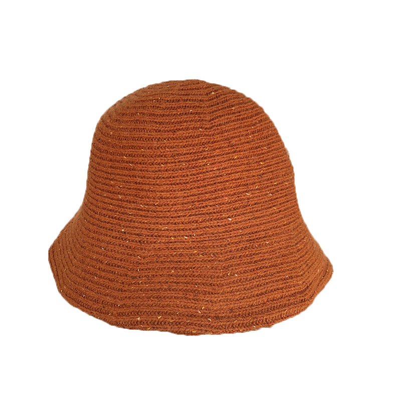 Hat Women's Autumn and Winter Wool Blended Knitted Hat Japanese Style Warm Fisherman Hat Women's Korean Style Red Net Face Covering Bucket Hat