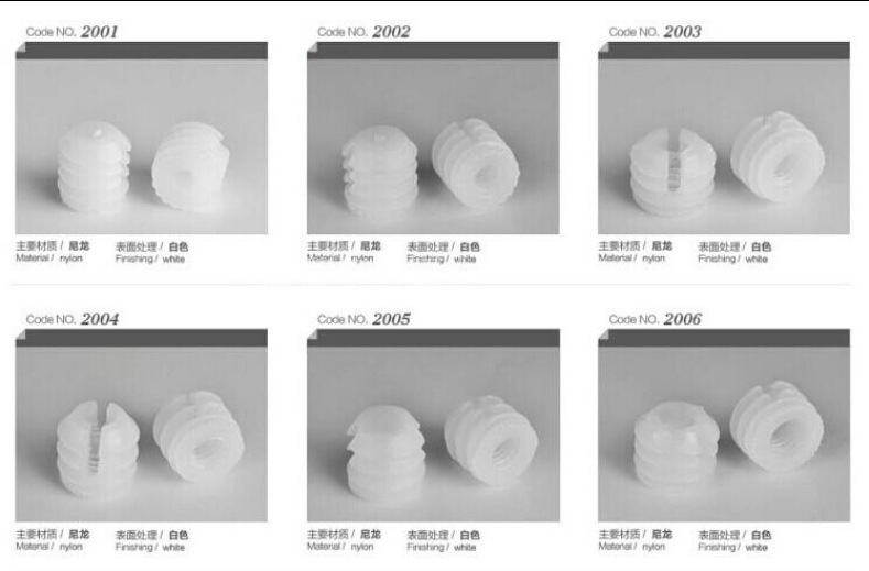 Three-in-one connector nylon plastic head furniture connector fastener embedded expansion Nylon nut