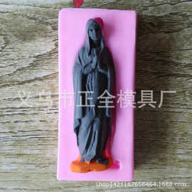信仰人物圣母图像硅胶模具  DIY烘培巧克力翻糖蛋糕装饰模 泥雕