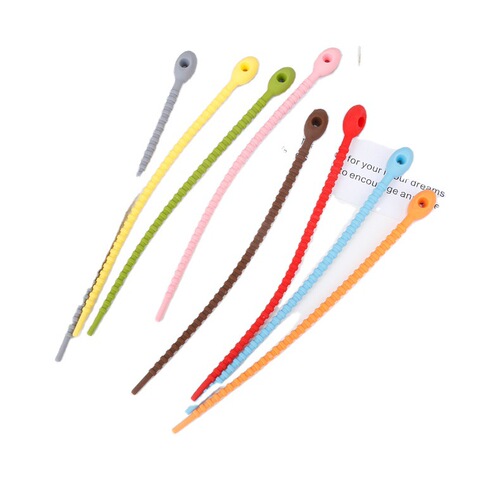 Colorful Data Bundle Line Silicone Strap Reusable Elastic Storage Rope Creative Zipper Silicone Key Chain 
