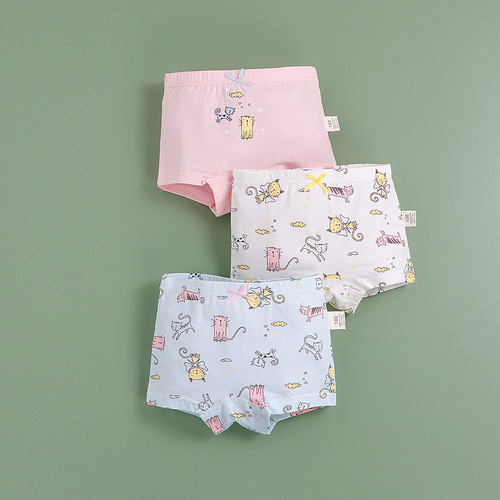 Children's Underwear Summer Girls Pure Cotton Class A Boxer Briefs Baby Antibacterial Cartoon Shorts for Small and Medium-sized Children Girls Wholesale