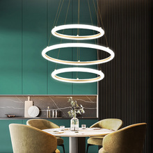 北欧轻奢客厅吊灯现代简约大气网红灯具创意大厅灯圆环形餐厅吊灯