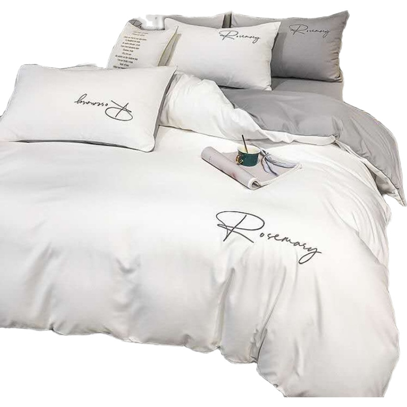 シンプルな刺繍北欧風水洗い綿4点セット裸寝シーツベッドカバー3点セットベッドプレゼント卸売り