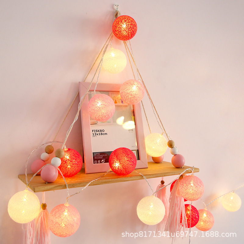 Cordón de algodón colorido lámpara de estrella LED lámpara de lámpara de lámpara del dormitorio red cumpleaños romántico decoración de Navidad