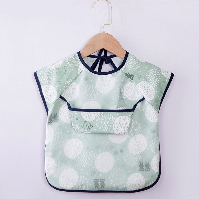 Abrigo para niños primavera y otoño impermeable de manga larga anti-vestirse bebé comiendo ropa delantal niños babero ropa protectora con babero