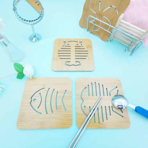 Home wooden cartoon insulation mat, dining table mat, non-slip pot mat, creative cute mat, tea coaster, bowl mat, coaster