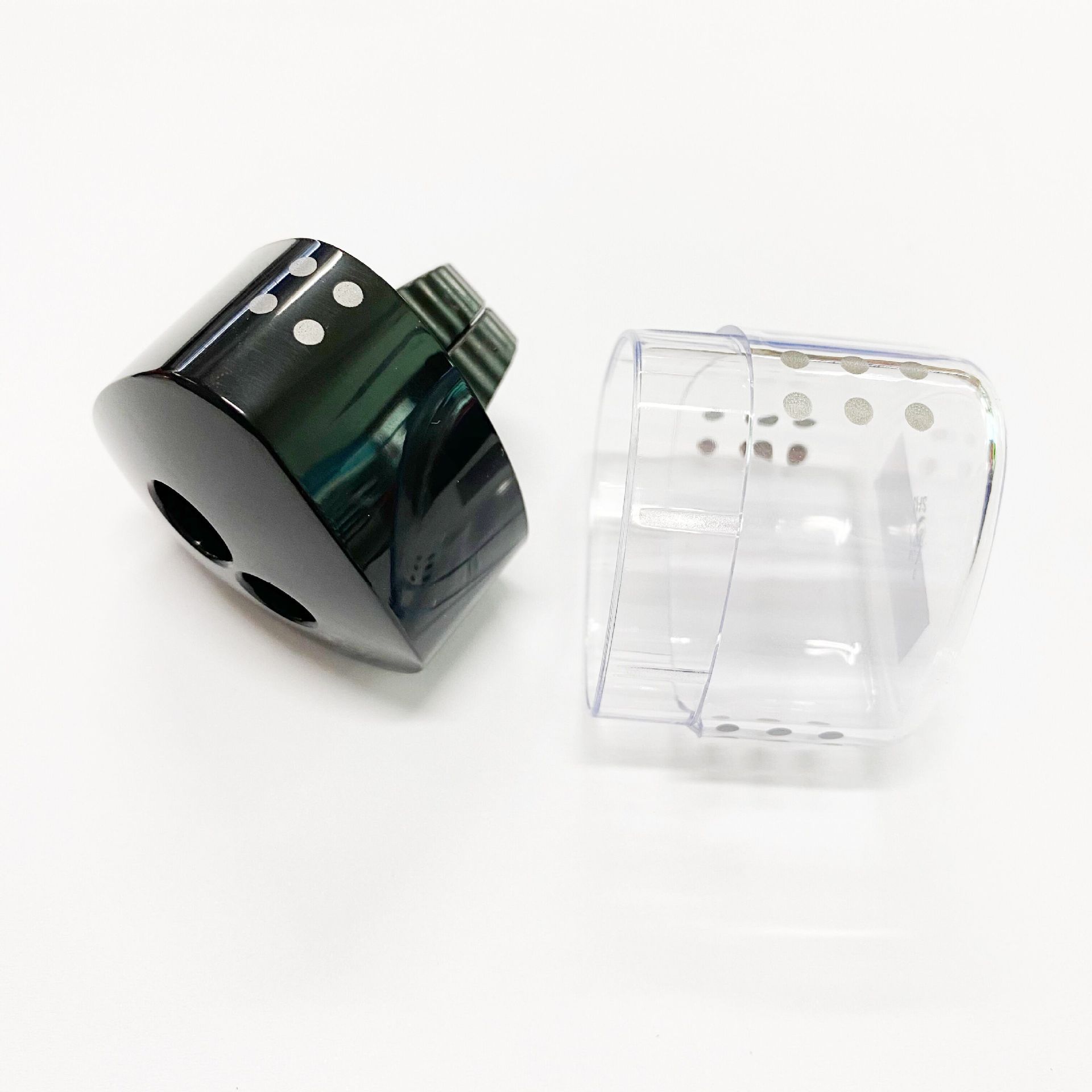 Alemán Faber-Jia 1831 triángulo matriz de puntos Sacapuntas de lápiz de doble agujero para estudiantes profesional auto-bloqueo sacapuntas