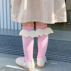 Four Seasons Solid Color Breathable Children's Stockings 1-8 Years Old Thin Angel Wings Baby Cotton Socks Manufacturer Wholesale