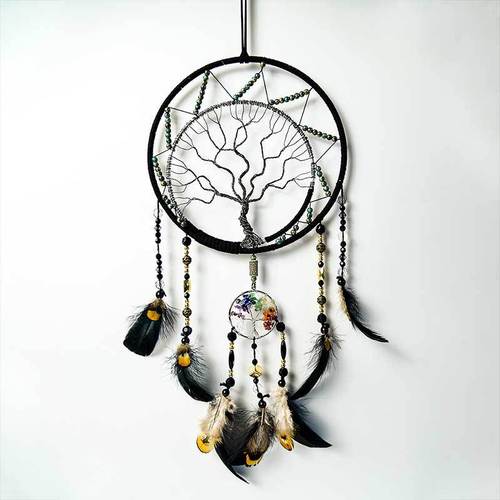 ins Life Tree Creative Dream Catcher Natural Crystal Pebble Home Feather Hanging Decorations Cross-border Exclusive Crafts