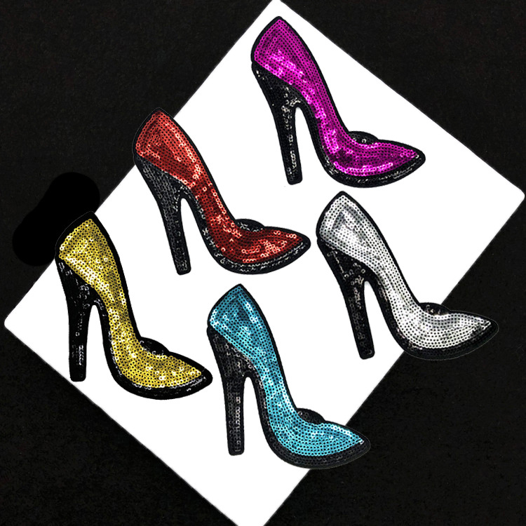 亮片刺绣布贴 衣服装饰背胶高跟鞋补丁贴 包包修补贴布批发
