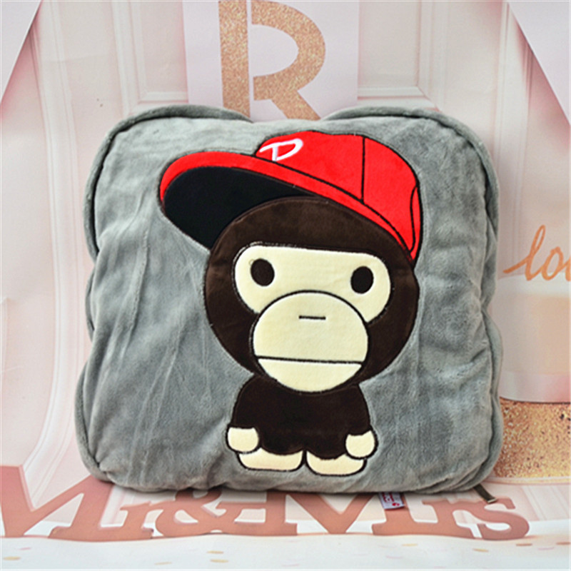 Procesamiento personalizado almohada multifuncional colcha de coral de doble uso mantas de lana de oficina almohada de siesta impresa logotipo