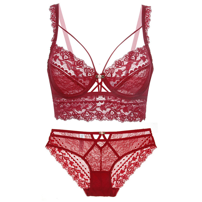 Set reggiseno intimo da donna in pizzo trasparente ultra sottile e sexy_voghion.com
