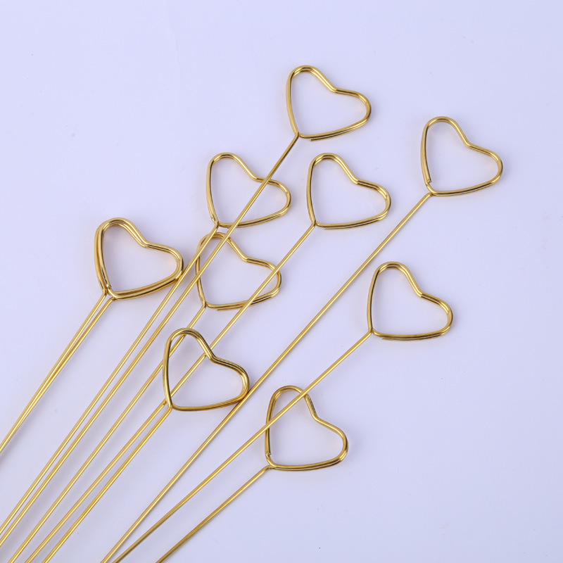 Tarjeta de felicitación de ramo chapado en oro de metal titular de la flor tarjeta palo varilla floral material de embalaje tarjeta postal clip al por mayor