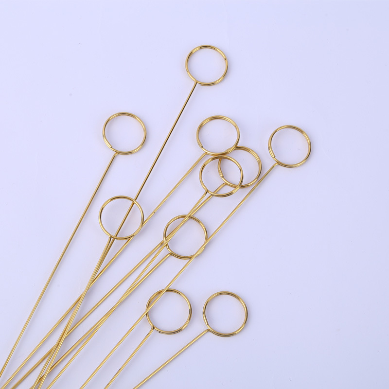 Tarjeta de felicitación de ramo chapado en oro de metal titular de la flor tarjeta palo varilla floral material de embalaje tarjeta postal clip al por mayor