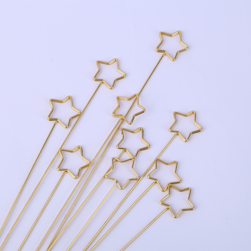 Tarjeta de felicitación de ramo chapado en oro de metal titular de la flor tarjeta palo varilla floral material de embalaje tarjeta postal clip al por mayor