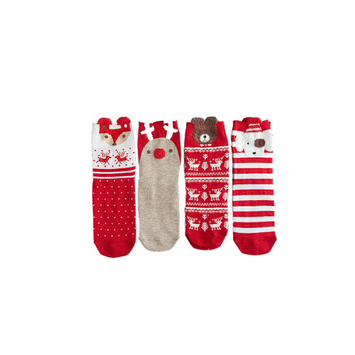 Autumn and winter Christmas socks for women, cute mid-calf socks, elk socks, big red Christmas gifts, Santa Claus socks
