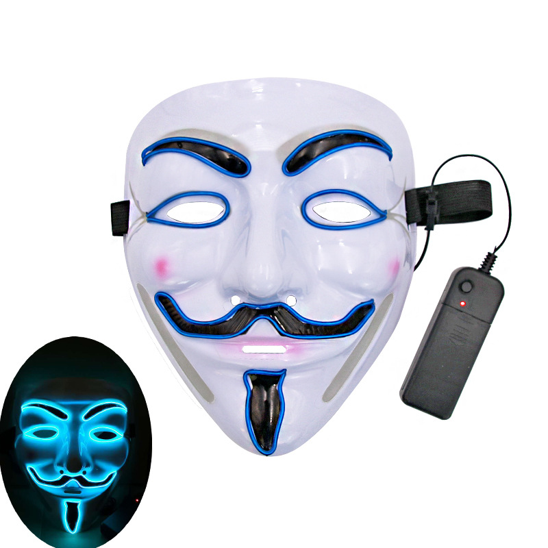 Cross-border DIY envío gratuito en forma de V máscara luminosa Halloween carnaval noche fantasma danza adultos hombres y mujeres el fluorescente Decoración