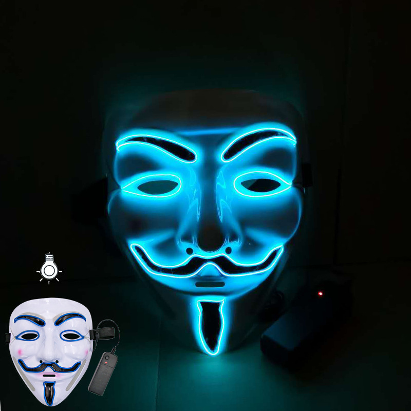 Cross-border DIY envío gratuito en forma de V máscara luminosa Halloween carnaval noche fantasma danza adultos hombres y mujeres el fluorescente Decoración