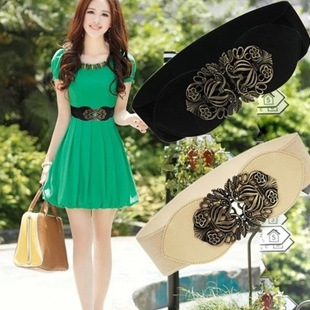 1212 Spring and Autumn new fashion retro carved tide casual elastic belt Women's woven belt wholesale