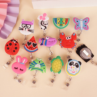 Explosive cartoon PVC soft rubber badge buckle student cute badge easy pull buckle clip telescopic buckle