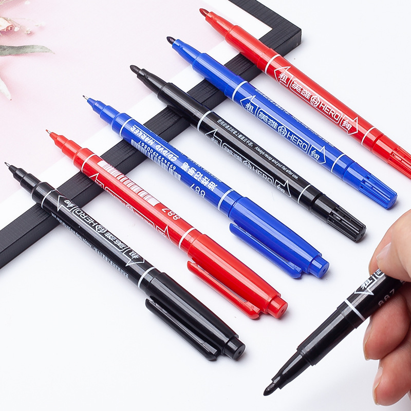 Hero 887 small double-headed Gouxie pen oily 880 large double-headed marker pen water-based 883 small double pen wholesale