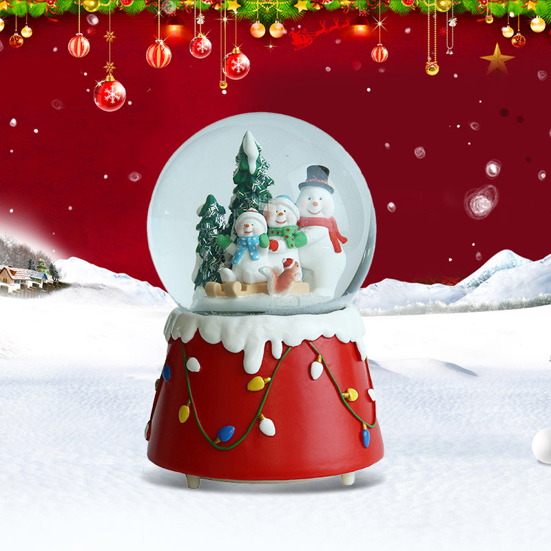  Customized Christmas Music Crystal Ball Ornaments Creative Little Snowman Resin Decoration Snowflake Water Polo Gift Handmade