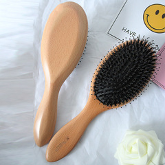 Factory direct sales pig bristle air cushion comb smooth hair straight hair care hair salon comb scalp health massage solid wood air bag comb