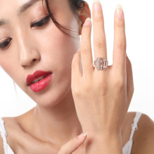欧美时尚跨境 DIY个性创意刻字几何形戒指男女首饰银饰 批发