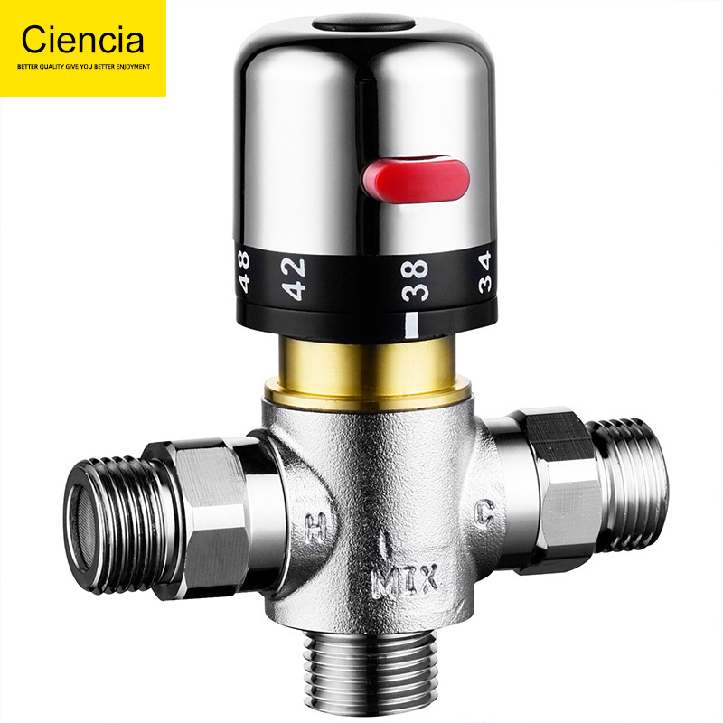 Copper chrome-plated thermostatic valve temperature control valve core hot and cold mixing valve thermostatic mixing valve Cienica