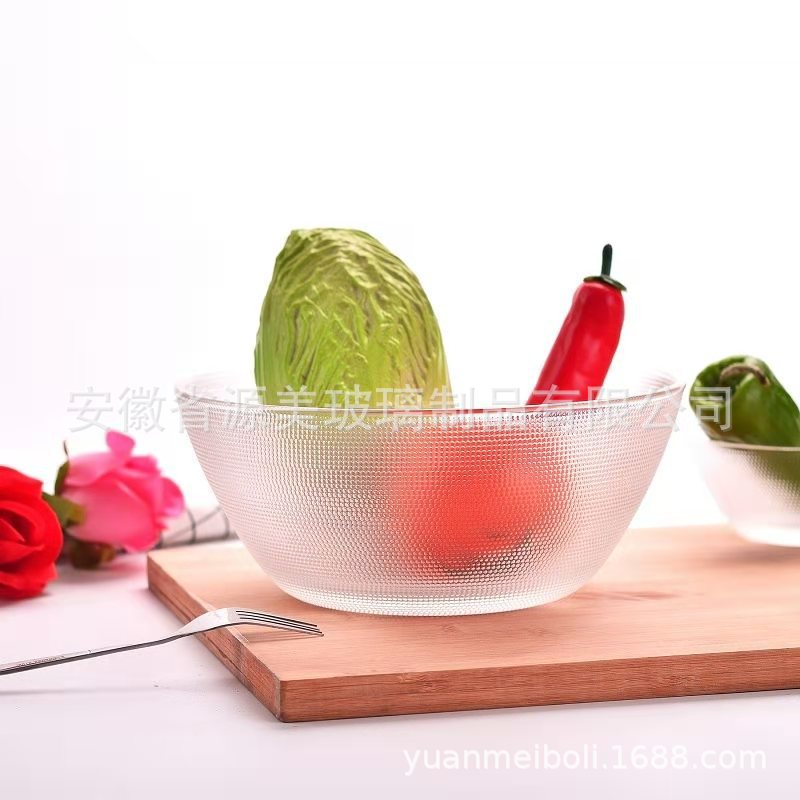 Juego de seis piezas de regalo publicitario en stock traje de tazón de ensalada de frutas de vidrio de color transparente