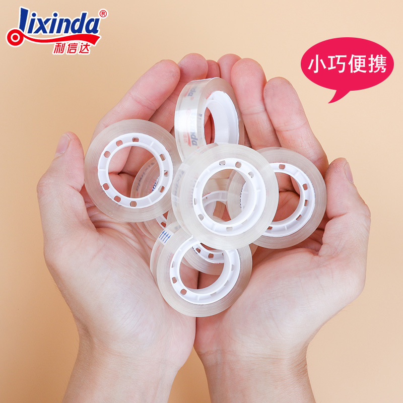 Cinta adhesiva transparente para papelería, tamaño pequeño de 1.2 cm, cinta para estudiantes fácil de rasgar a mano, cinta estrecha y resistente de 1.8 cm, venta al por mayor.