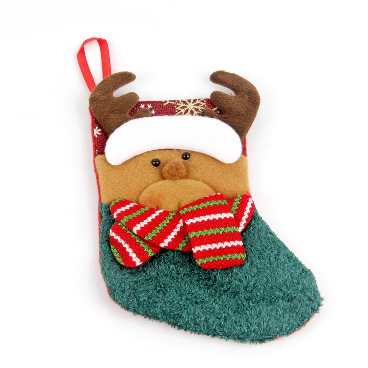 Suministros de decoración navideña calcetines para niños dulces bolsa de regalo calcetines pequeños colgante de árbol de navidad calcetines de santa claus