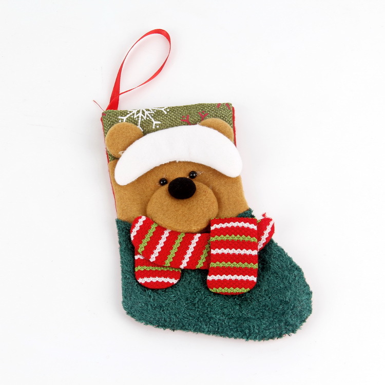 Suministros de decoración navideña calcetines para niños dulces bolsa de regalo calcetines pequeños colgante de árbol de navidad calcetines de santa claus
