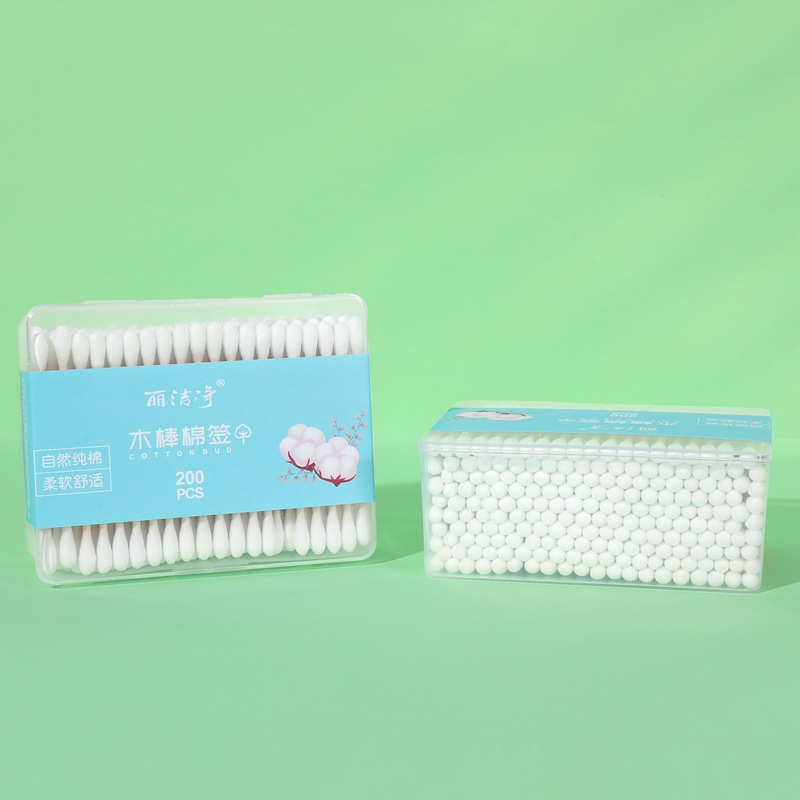 Lijiejing punta puntiaguda más cabeza redonda maquillaje hisopo de algodón de doble punta hisopo de bambú