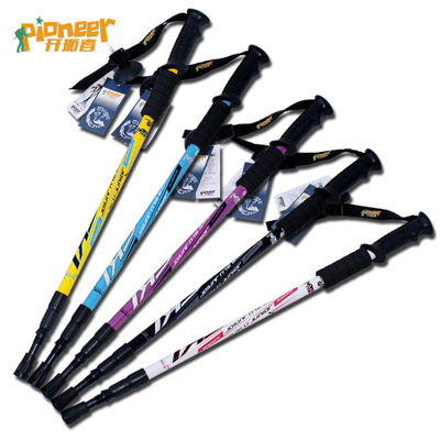 quality goods Pioneer Alpenstock outdoors Supplies Dexterous Climb on foot fold Telescoping shock absorption a cane Walking stick