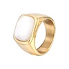 Square ring, accessory stainless steel, light luxury style, 14 carat white gold, wholesale