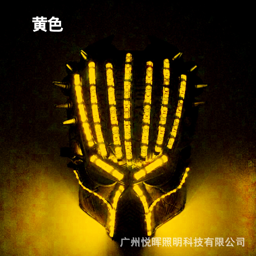 Europa y América LED de Halloween máscara luminosa vestido de fiesta de disfraces de accesorios fluorescentes 12V-LED Guerrero de hierro