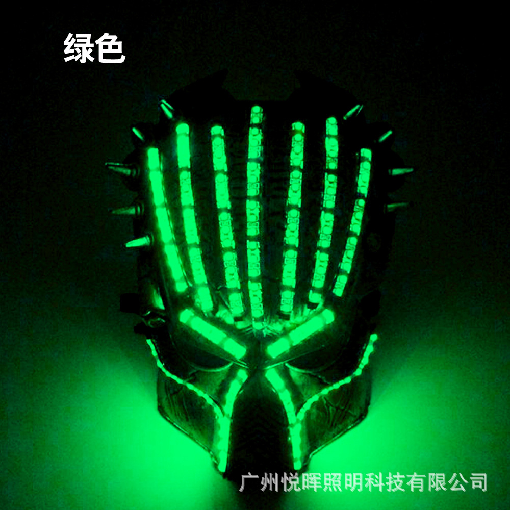 Europa y América LED de Halloween máscara luminosa vestido de fiesta de disfraces de accesorios fluorescentes 12V-LED Guerrero de hierro