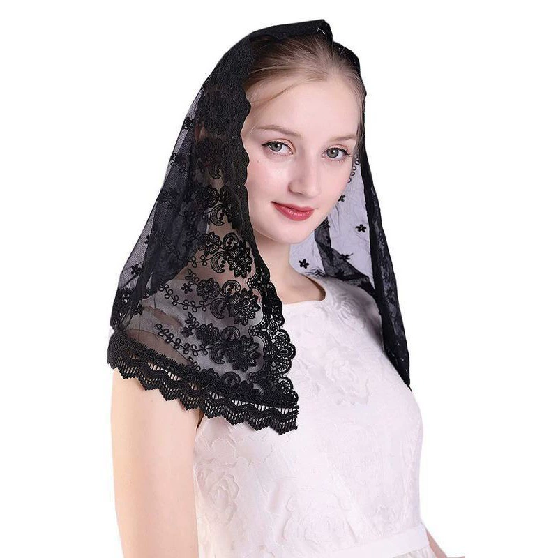  lace scarf, veil, (Cross-border trading), with embroidery translated to Russian